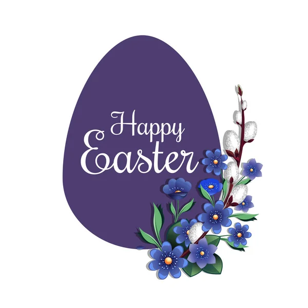 Bannière Festive Forme Oeuf Avec Salutation Traditionnelle Pâques Joyeux Pâques — Image vectorielle