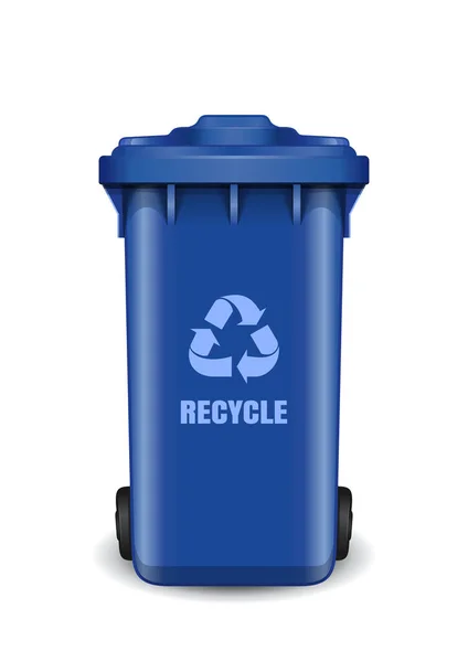 Basurero Azul Cubo Basura Con Símbolo Reciclaje Residuos Papelera Reciclaje — Archivo Imágenes Vectoriales