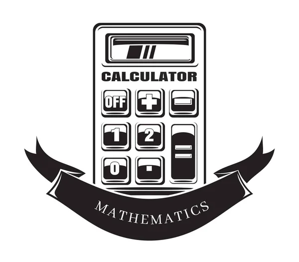 Schwarz Weiß Ikone Naturwissenschaftliche Mathematik Taschenrechner Mathematik Vektorillustration — Stockvektor