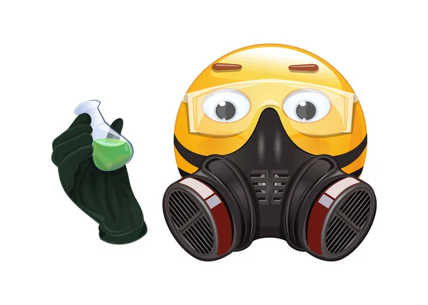 Emoji Respirator Beskyttelsesbriller Emotikon Respirator Med Kolbe Med Grønn Væske – stockvektor