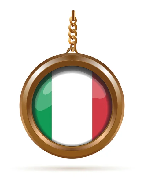 意大利国旗链子上的金牌得主 意大利三色旗 Tricolore 意大利共和国的国旗 在白色背景上孤立的向量图 — 图库矢量图片