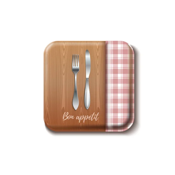 Desain Konsep Logo Dapur Bon Appetit Pisau Dan Garpu Meja - Stok Vektor