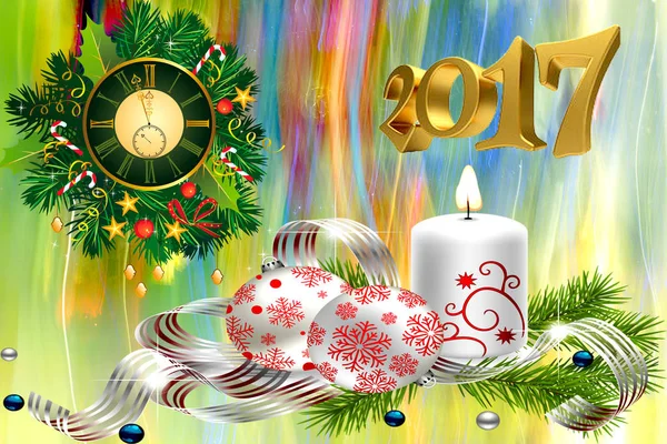 Slavnostní ilustrace pro Vánoce a nový rok. — Stock fotografie