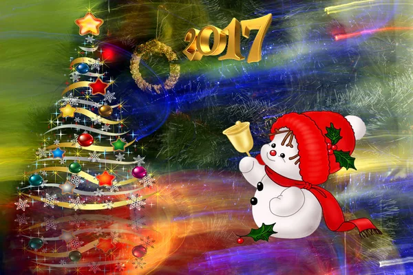 Sněhulák slaví Nový rok. — Stock fotografie