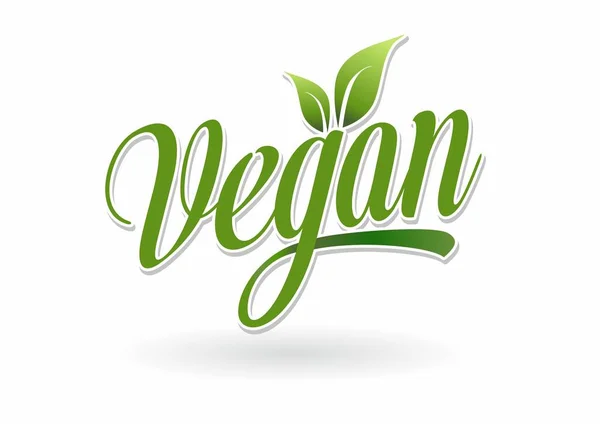 Vegan Logo daun hijau segar pada latar belakang putih - Stok Vektor