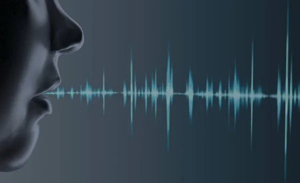 3d 파란색 바탕의 헤드 음성 인식 시스템을 렌더링 — 스톡 사진