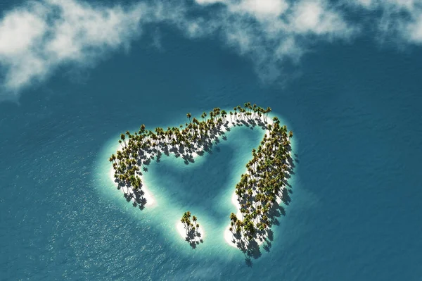 Maldivian island in the shape of heart — стокове фото