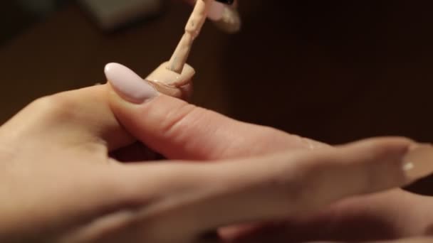 Il padrone fa le mani di manicure di ragazza a salone — Video Stock
