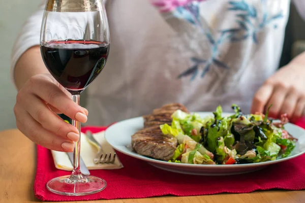Food Wine steak Stock Picture