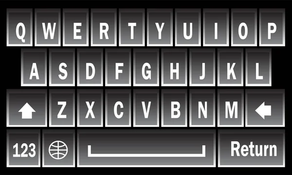 Virtuální černá bílá klávesnice pro smartphone — Stockový vektor