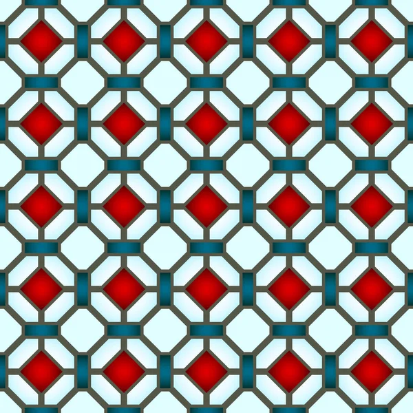 Vidriera de color vidriera, patrón geométrico abstracto sin costura . — Vector de stock
