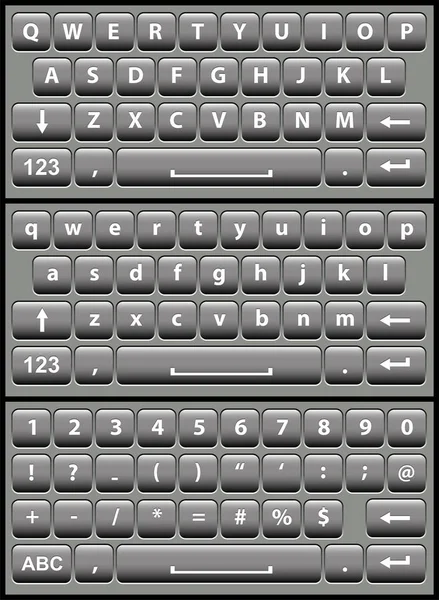 Clavier virtuel vectoriel gris pour smartphone . — Image vectorielle