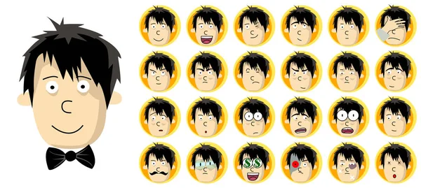 Adam kafa ile farklı yüz ifadeleri kümesi. Serbestçe düzenlenebilir vektör görüntüler.