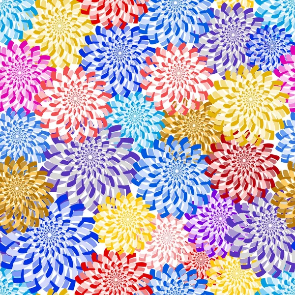Vector seamless pattern. Nature stylish texture. Colored flowers aster. — Stock Vector