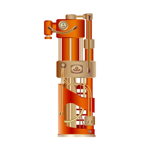 Arapça rakamı 1, hareketli ve sabit parçalar bir buhar, hidrolik veya pnömatik taslak ile bir mekanizma şeklinde yapılmış. Beyaz bir arka plan üzerinde serbestçe düzenlenebilir nesneler izole.