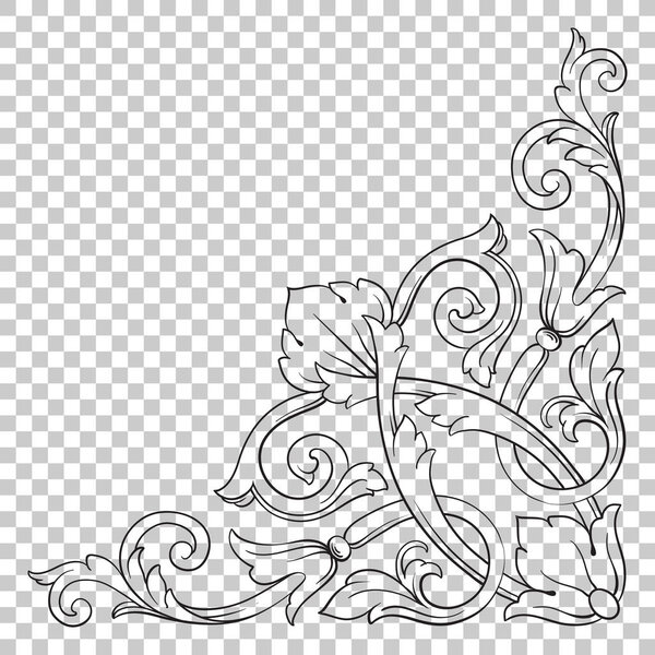 Isolate corner ornament in baroque style