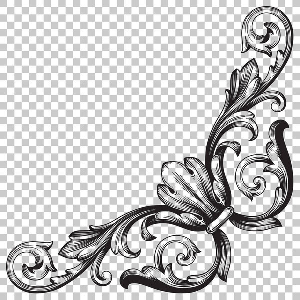 Corner baroque ornament decoration element.
