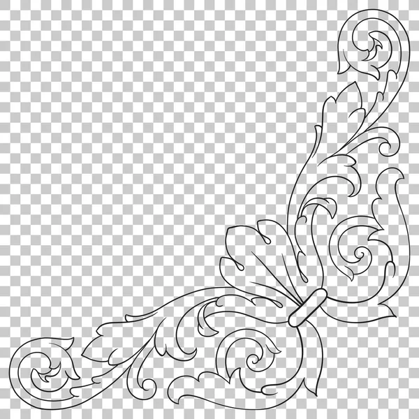 Colț element de decorare ornament baroc . — Vector de stoc