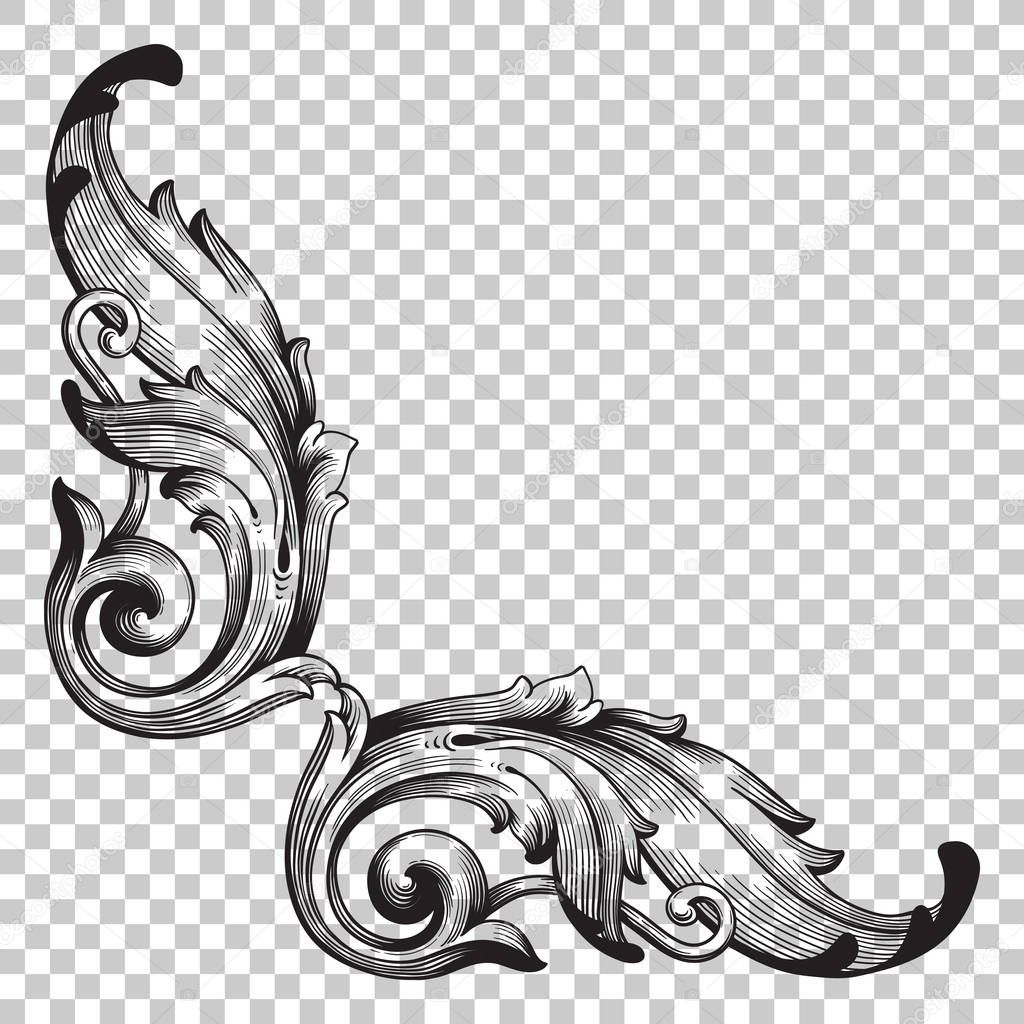 Corner baroque ornament decoration element.