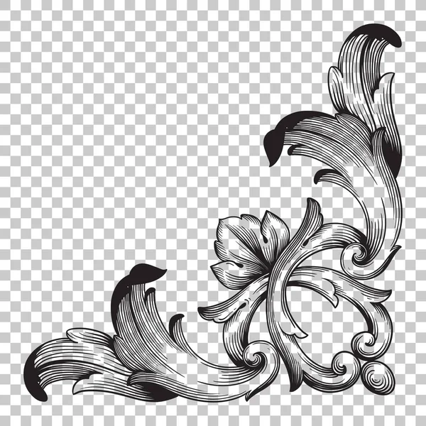 Isolate corner ornament in baroque style — Stock Vector