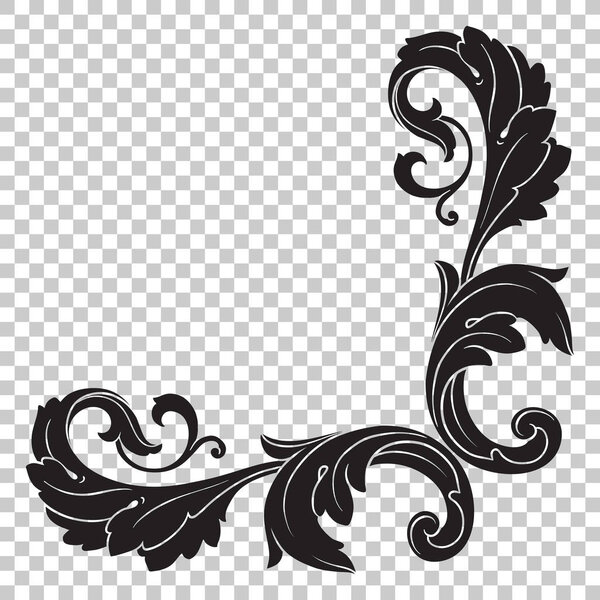 Isolate corner ornament in baroque style