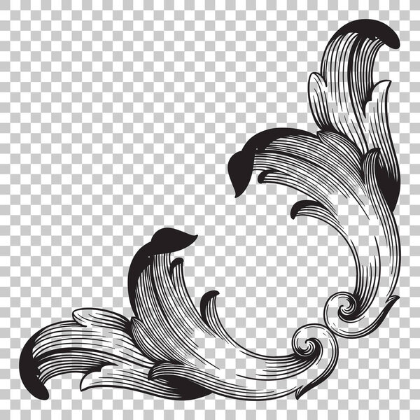 Изолировать угловой орнамент в стиле барокко
