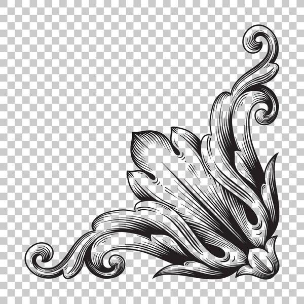 Изолировать угловой орнамент в стиле барокко
