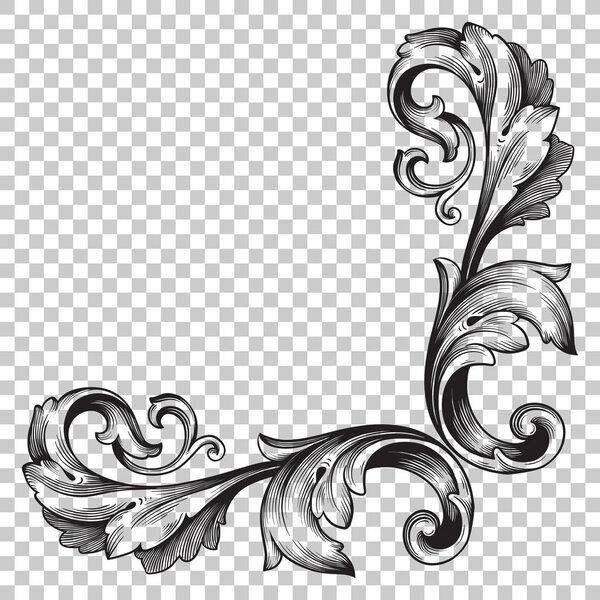 Изолировать угловой орнамент в стиле барокко
