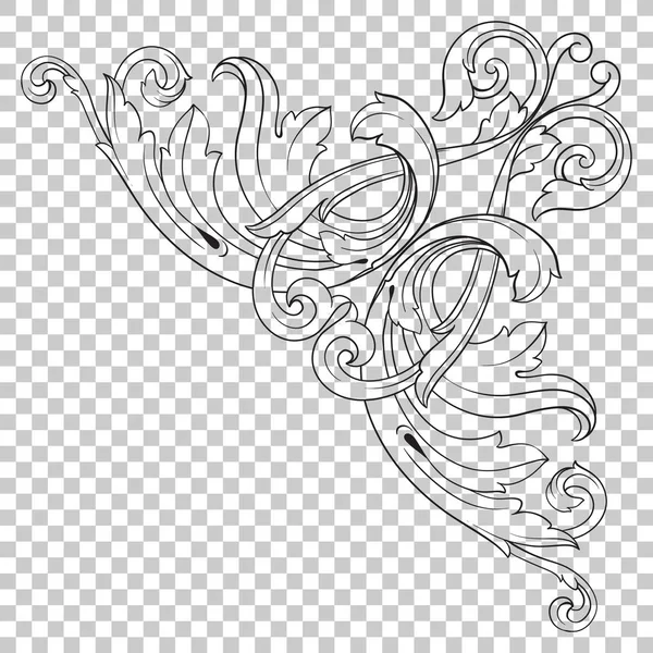 Isolate corner ornament in baroque style — Stock Vector