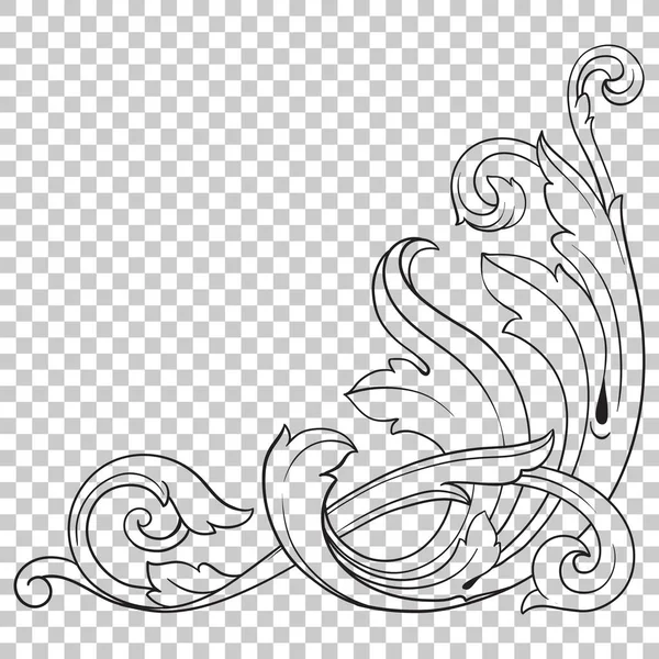 Isolate corner ornament in baroque style — Stock Vector