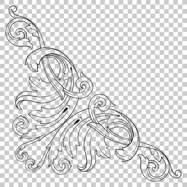 Isolate corner ornament in baroque style
