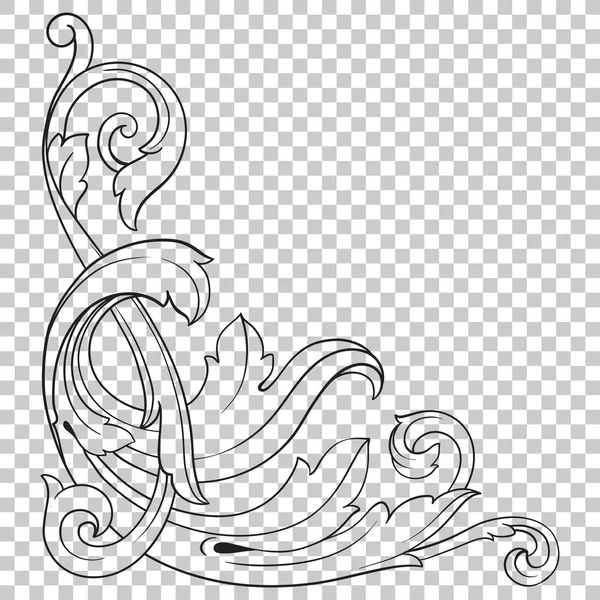 Isolate corner ornament in baroque style — Stock Vector