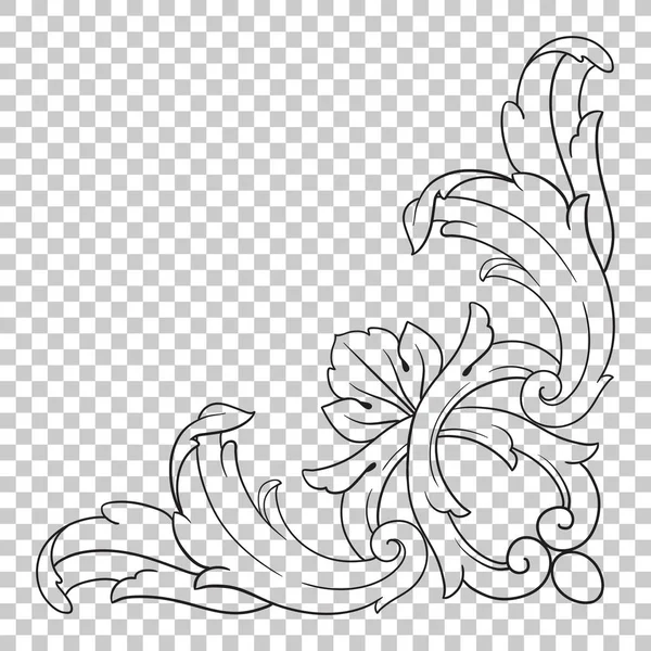 Isolate corner ornament in baroque style — Stock Vector