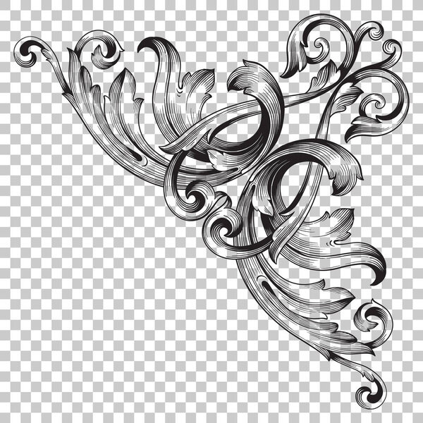 Isolate corner ornament in baroque style