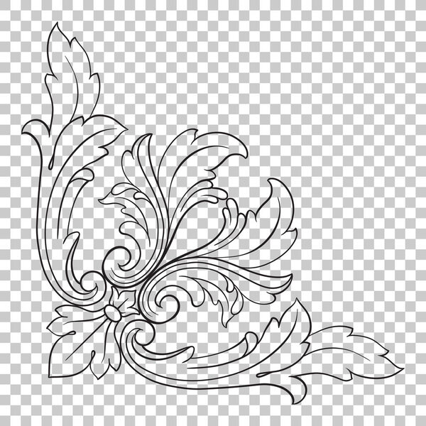 Isolate corner ornament in baroque style