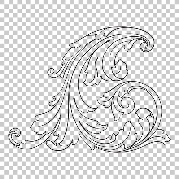 Isolate corner ornament in baroque style