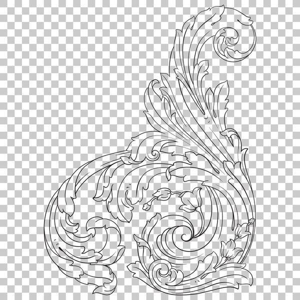 Isolate corner ornament in baroque style