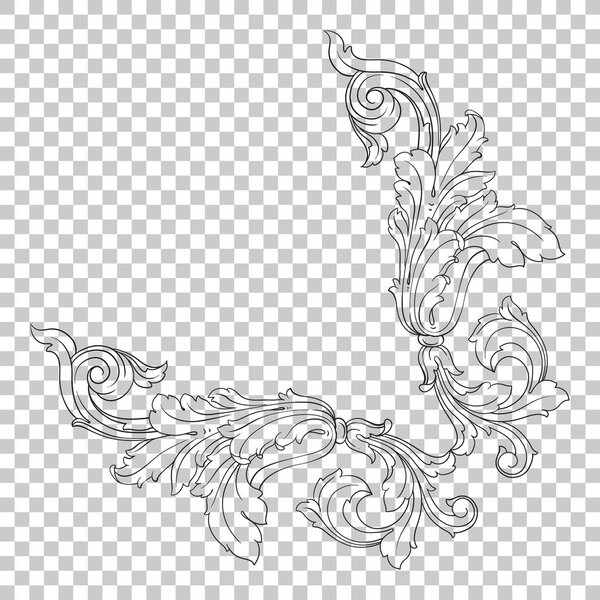 Isolate corner ornament in baroque style