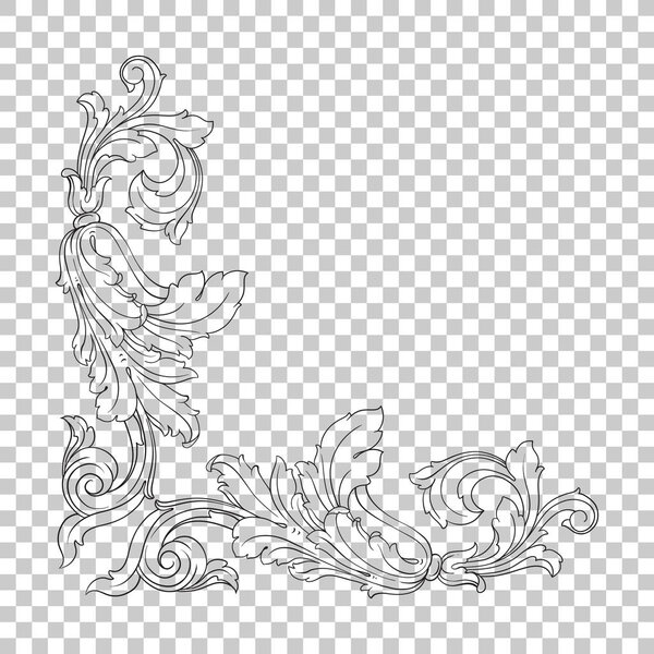 Isolate corner ornament in baroque style