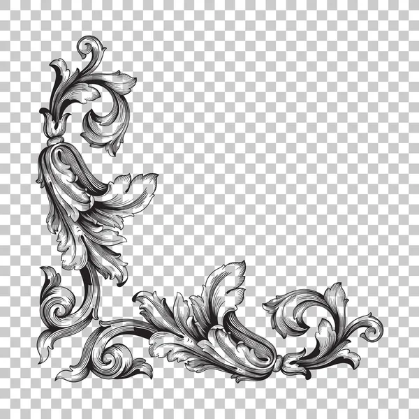 Isolate corner ornament in baroque style — Stock Vector