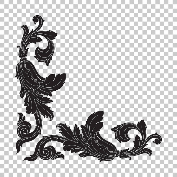 Isolate corner ornament in baroque style