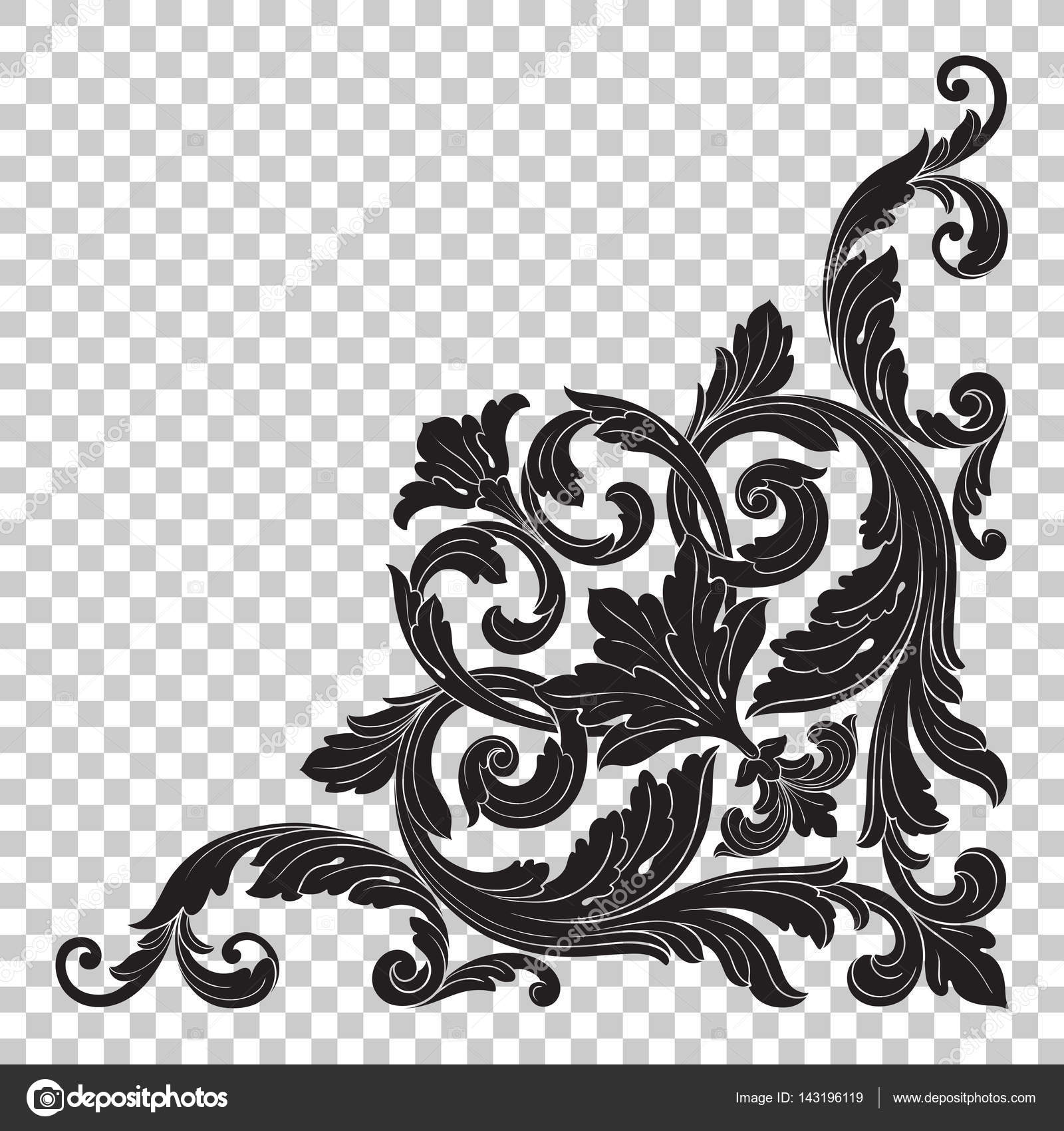 Isolate Vintage Baroque Ornament Retro Pattern Antique Style Acanthus  Decorative Stock Vector by ©AcantStudio 143196119, image size:1600x1700