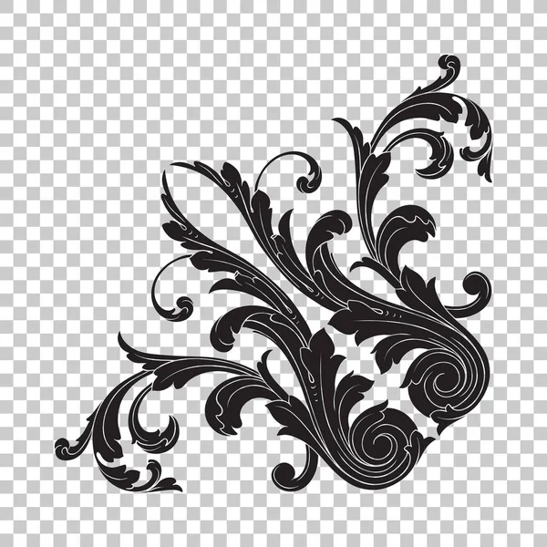 Isoler Vintage Ornement Baroque Motif Rétro Acanthe Style Antique Élément — Image vectorielle