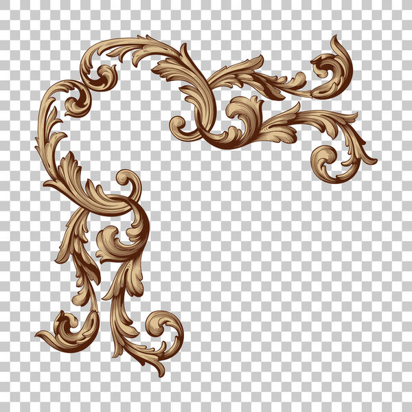 Isolate corner ornament in baroque style