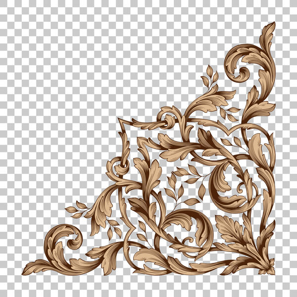 Isolate corner ornament in baroque style