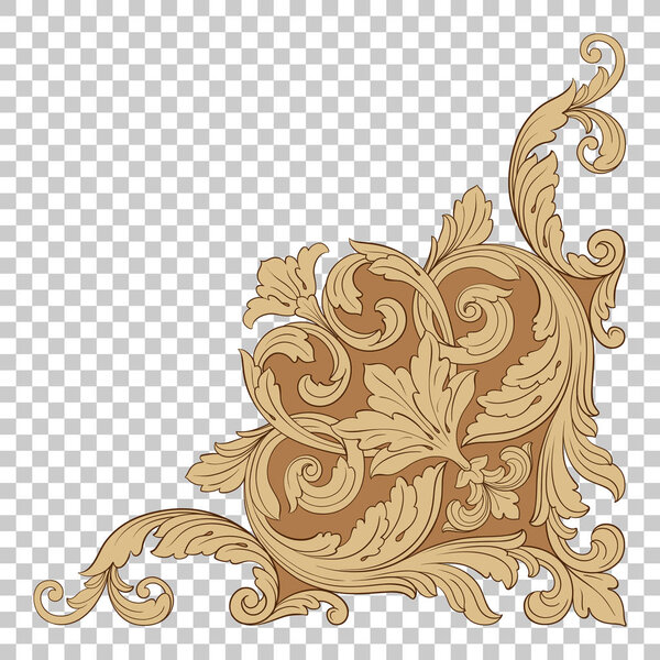 Isolate corner ornament in baroque style