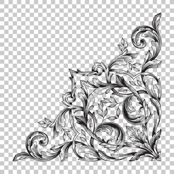 Изолировать угловой орнамент в стиле барокко
