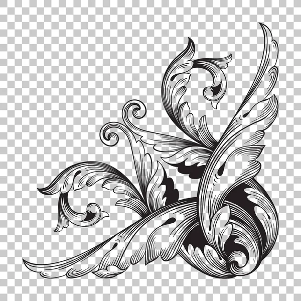 Isolate corner ornament in baroque style — Stock Vector