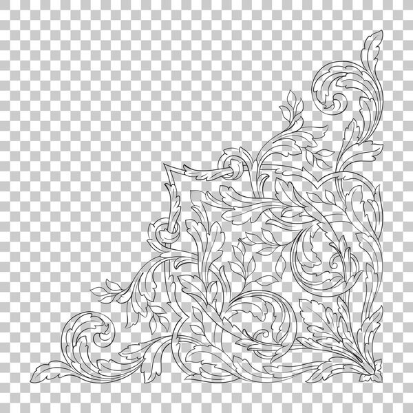 Isolate corner ornament in baroque style