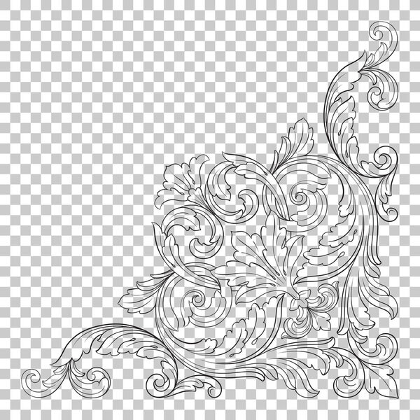 Isolate corner ornament in baroque style